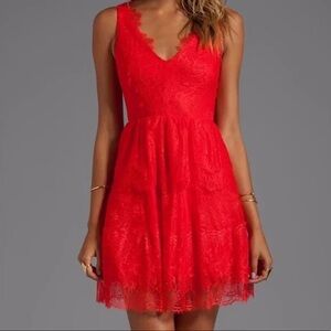 BCBGMaxAzria Red Lace Mini Dress